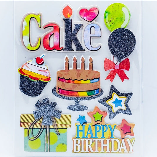 Scrapbook Stickers Cake Birthday Gifts Star 3D Pop Up Craft Art