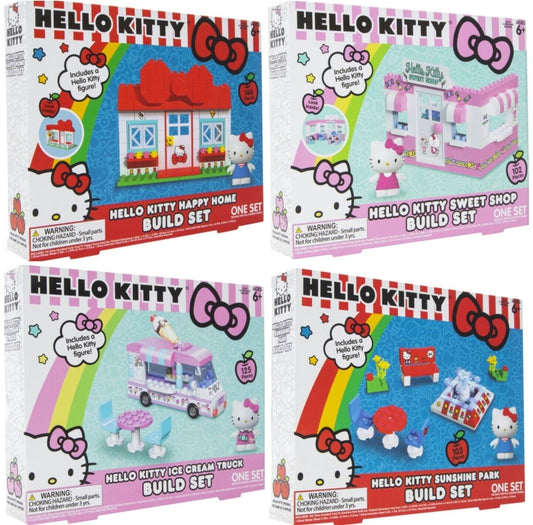 4x Hello Kitty Build Set; Includes Ice Cream Truck, Sweet Shop, Happy Home, and Sunshine Park