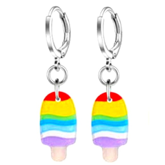 Rainbow Popsicles l Dangling Hoop Earrings