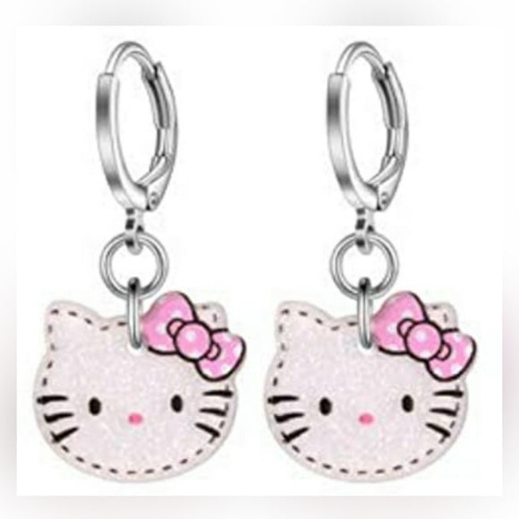 Hello Kitty Earrings l Dangle Hoop Earrings
