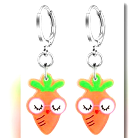 Carrots with Glasses l Dangle Hoop Earrings