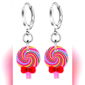 Lollipops with Bows l Dangle Hoops Earrings