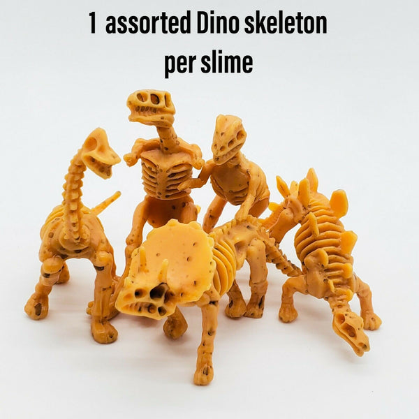 HALLOWEEN SLIME. Gooey slime w/ Dino skeleton Spooky Novelty Gift Party Favor